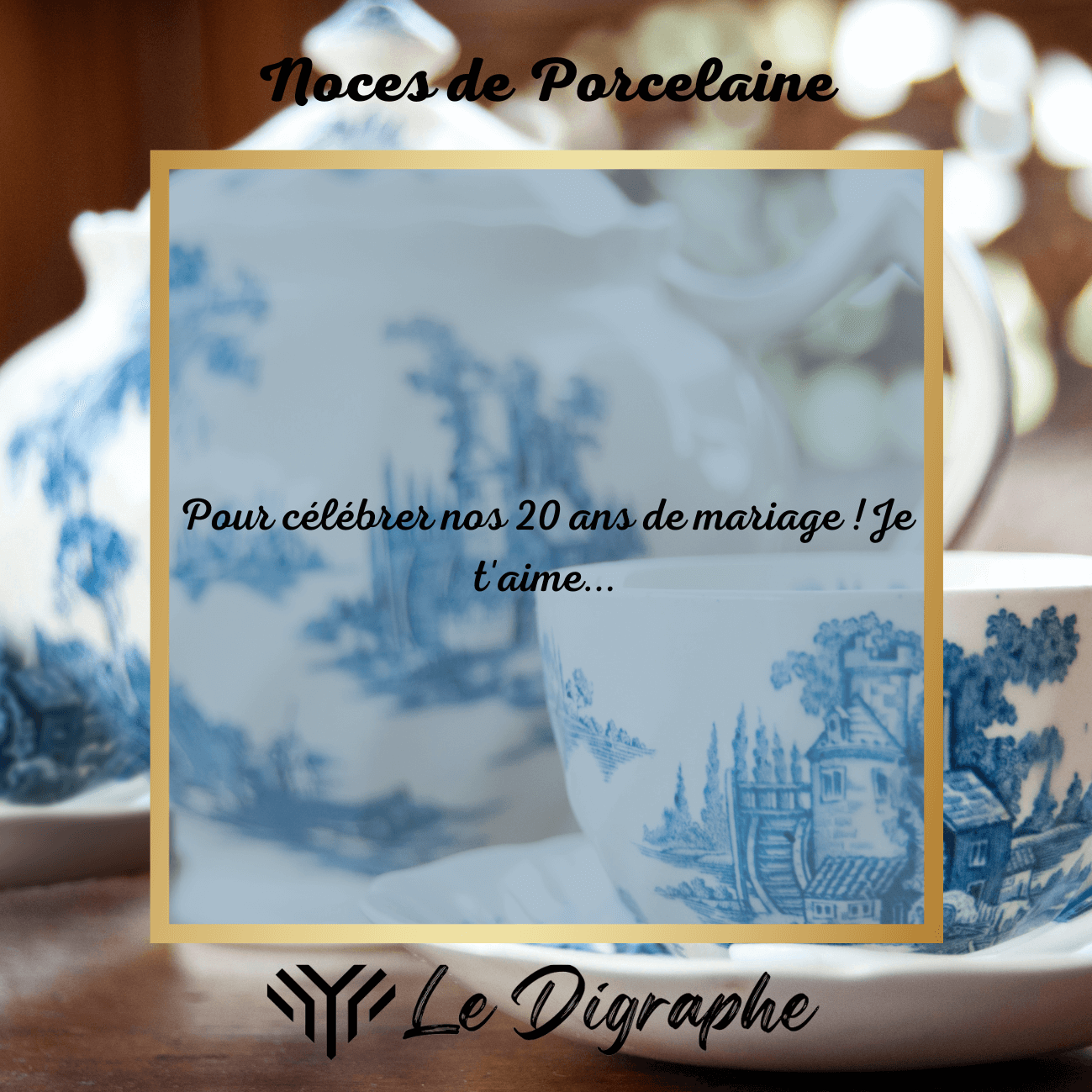 Carte cadeau digraphe noces de porcelaine